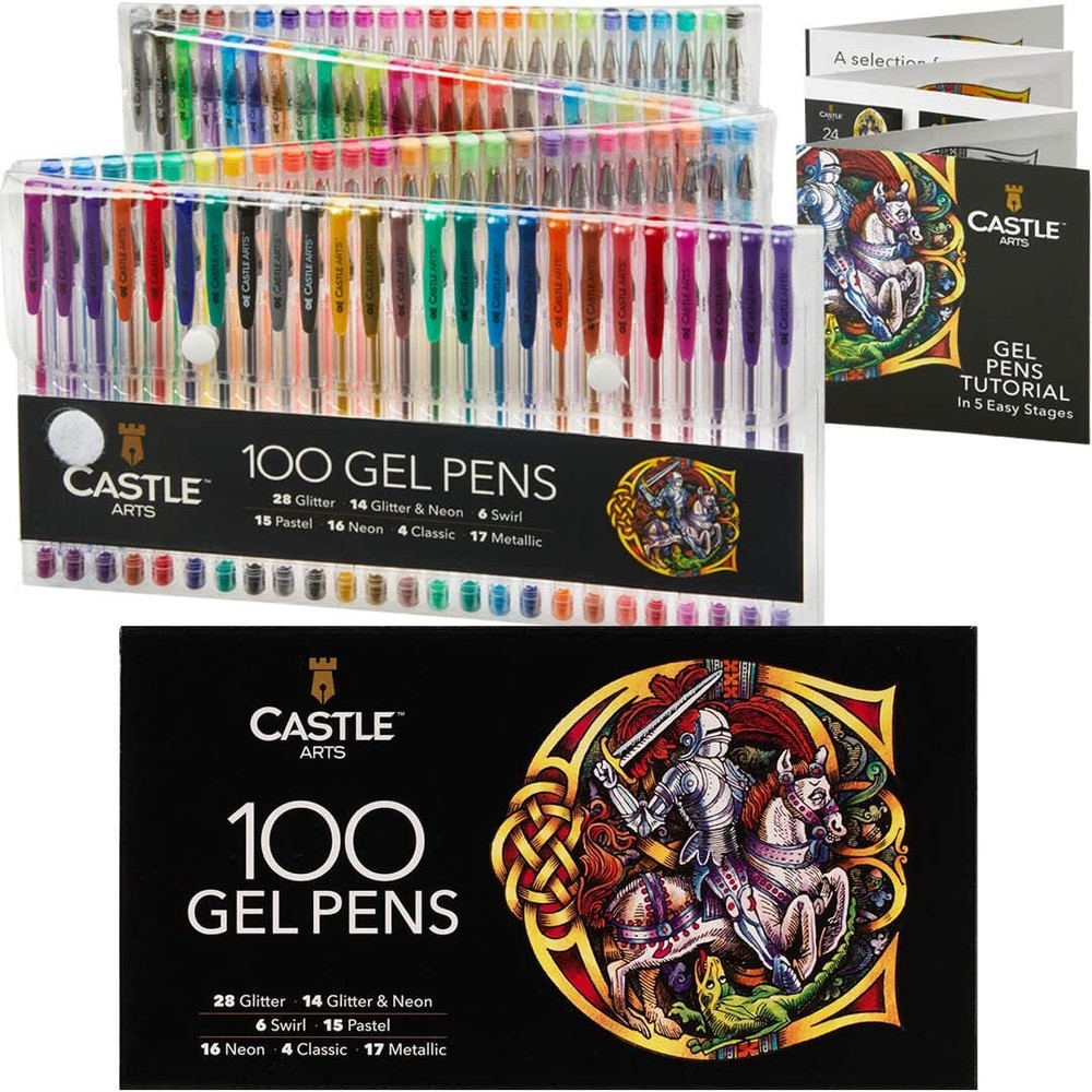 Castle Art Supplies 100 Gel Pens for Adult Coloring Set | Drawing, Scrapbooks...