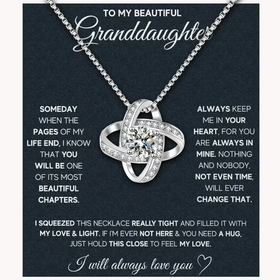 Granddaughter Necklace with Message Card, Heart Pendant Jewelry Gift