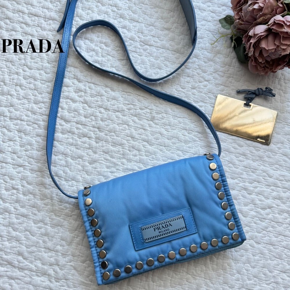 RARE PRADA Etiquette Studs 2-Way Mini Shoulder Bag Handbag