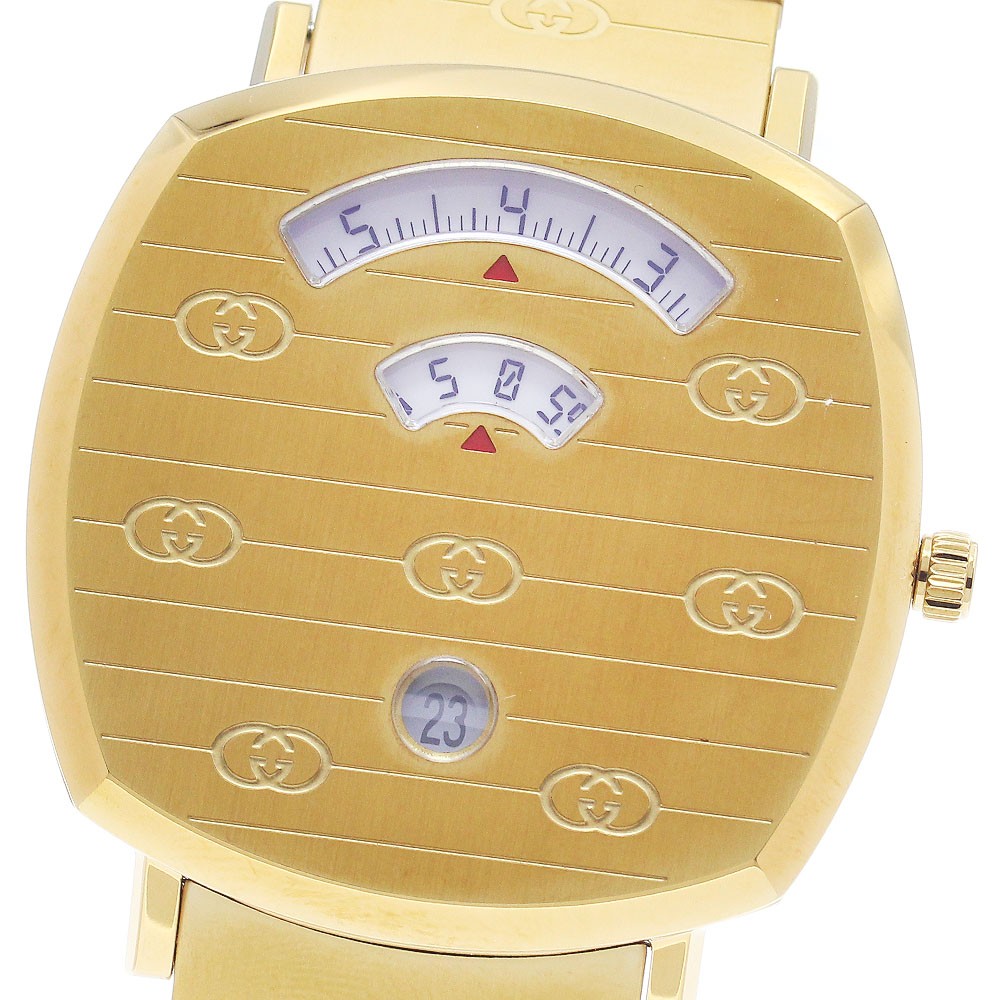GUCCI 157.3 YA157409 Grip Watch Date Quartz Mens Luxury Timepiece with Box