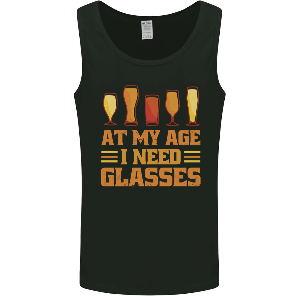Beer Glasses Funny Alcohol Old Age Mens Vest Tank Top