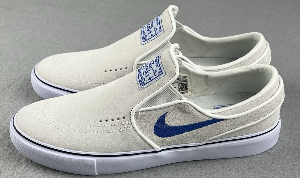 Nike SB Stefan Janoski Slip On White/Blue Shoes FN5893-101 Size Men’s 6.5