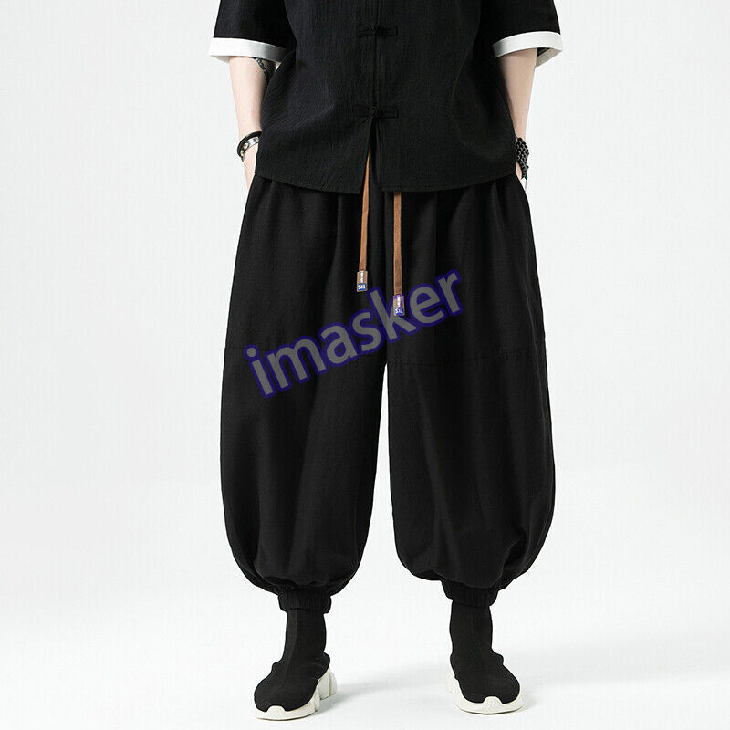 Bloomers Men's Loose Autumn winter Chinese Pants Cotton and Linen Leggings Harem