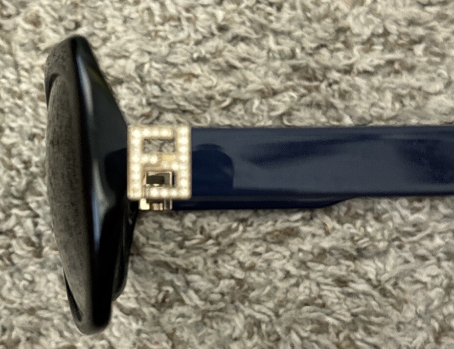 Fendi Crystal FF Logo Rare Blue Black Womens Sunglasses MJHJJ 57 17 135