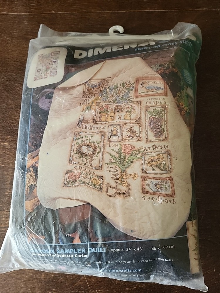 Dimensions Stamped Cross Stitch Quilt Kit, Garden Sampler, New