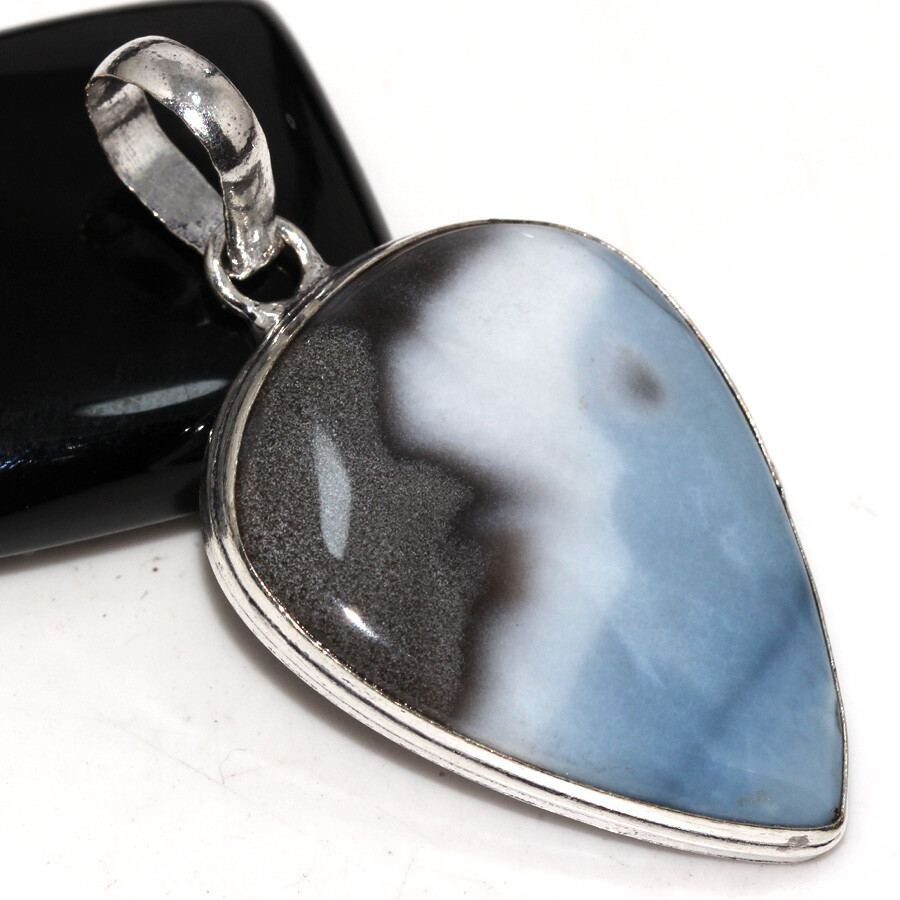 925 Silver Plated Owhyee Blue Opal Ethnic Pendant Handmade Jewelry Size 2