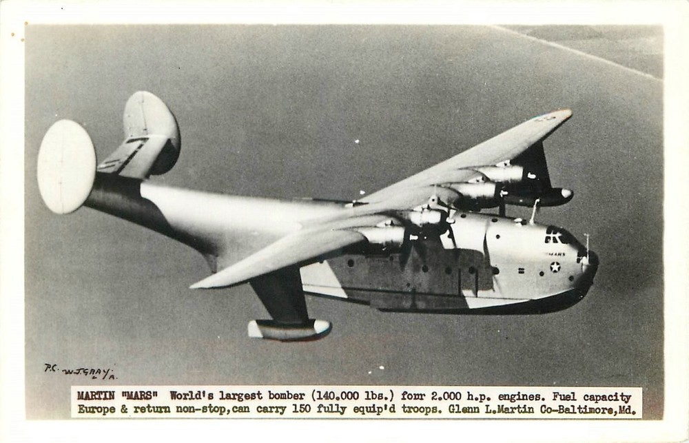 1940s WW2 Military Aviation Martin Mars Postcard 25-4680