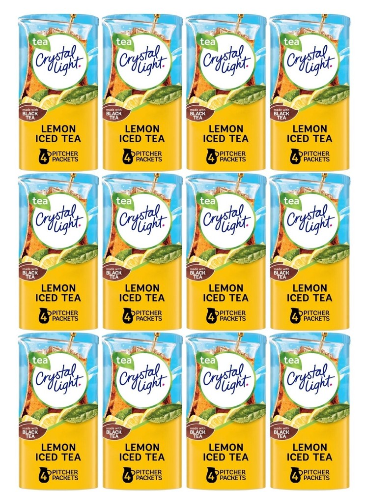 LOT OF 12 Crystal Light LEMON ICED Tea Drink Mix 4 Pitcher Packets EXP 10/2024