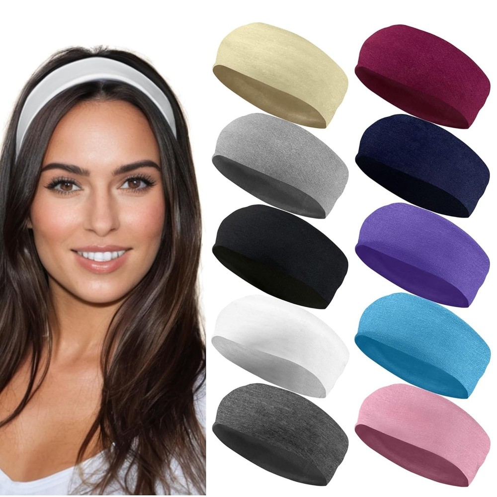 Styla Hair Headbands for Women Stretch Fashion Head Bands 10 Pack Non-Slip Head
