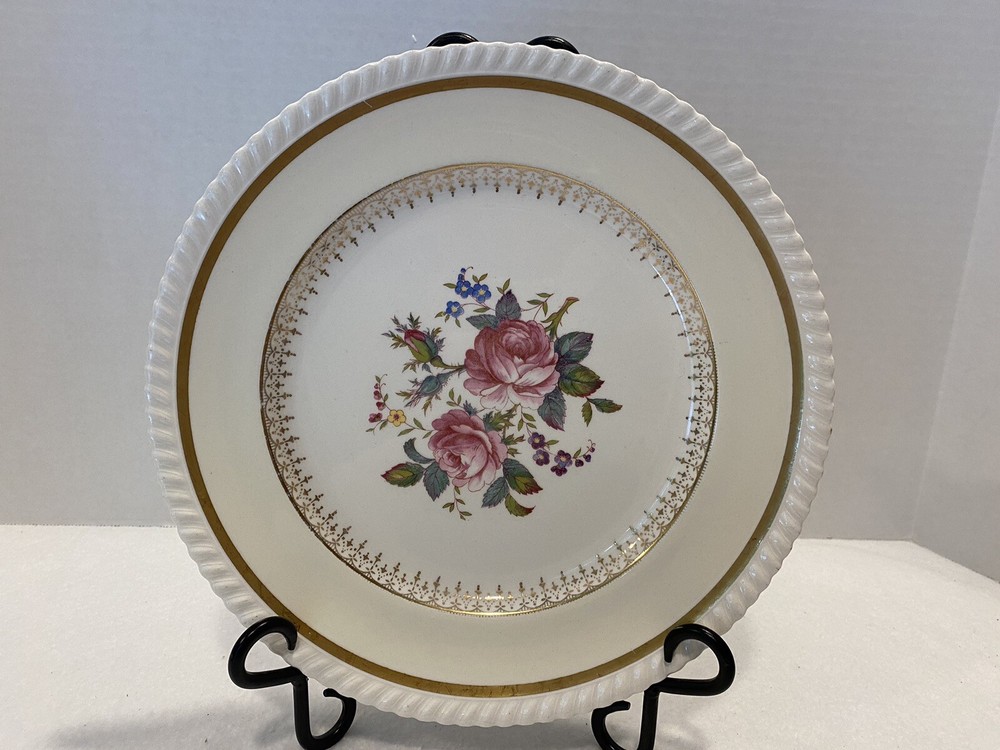 Johnson Bros  Windsor Ware England 10” Plate Pink Rose Floral Gold Rim