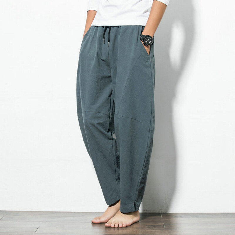 Casual Mens Baggy Loose Oversized Harem Pants Cotton Linen Yoga Hippy Trousers