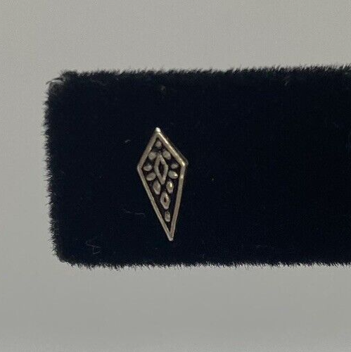 Sterling Silver Elongated Kite Shape Antique Stud Earrings Womens Teen Oxidized