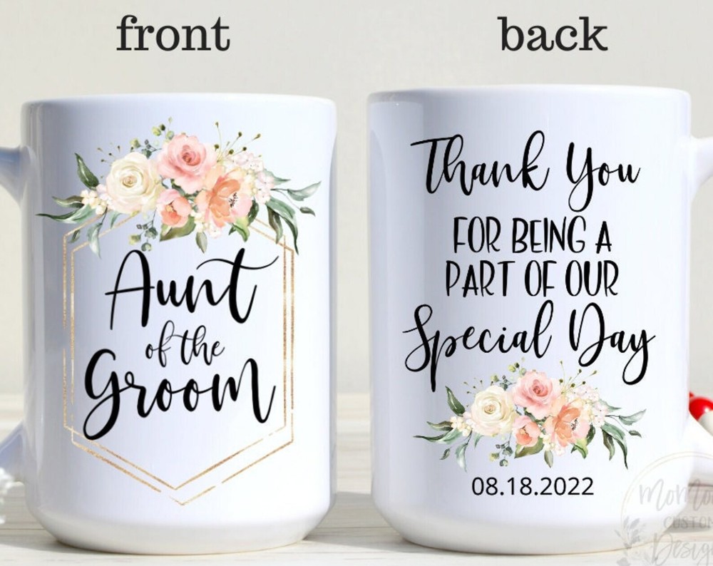 Personalized Aunt of the Groom Mug Wedding Party Gift for Bridal Shower  