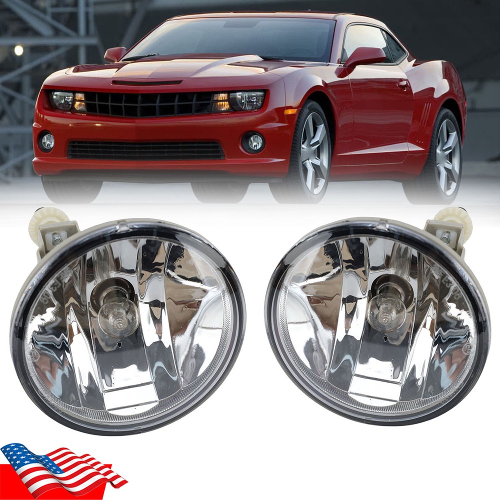 Clear Lens Left & Right Front Bumper Fog Light Lamp for 2010-2013 Chevy Camaro