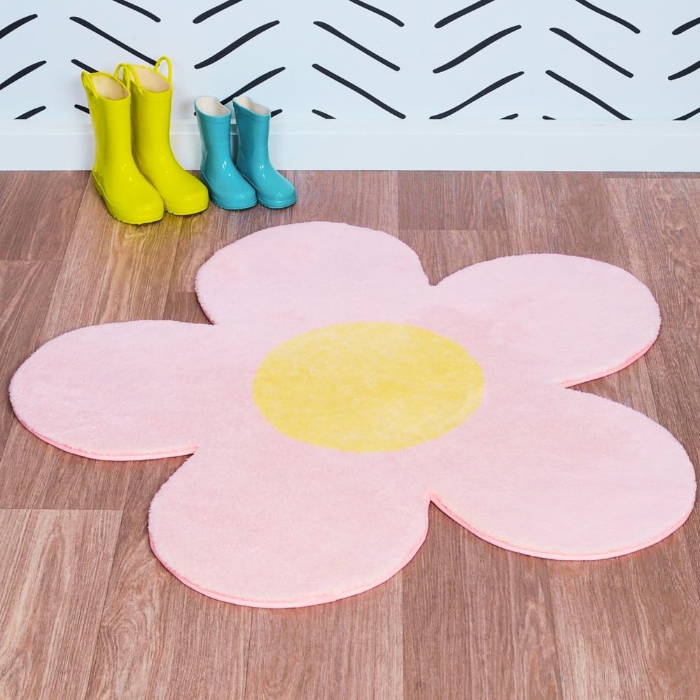 40in Soft Nonslip Flower Rug – Machine Washable & Kid-Friendly