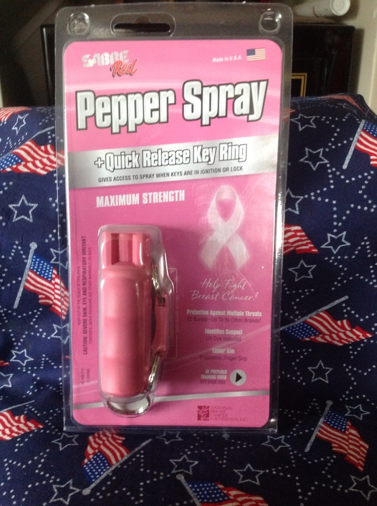 Sabre Red Pepper Spray mace Key ring  ( Pink ) NIB