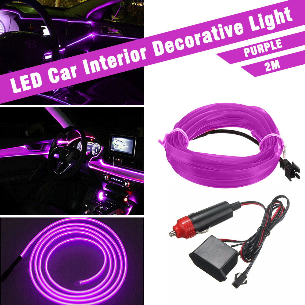 2m Car Interior Atmosphere Wire Auto Strip Light LED Decor Lamp Accessories 12V