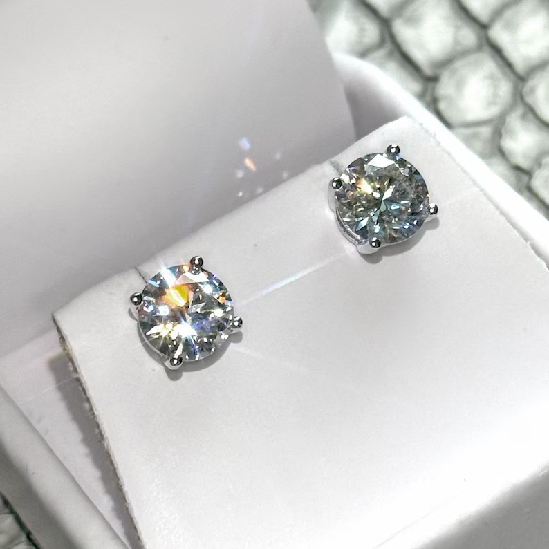 Limited Time Deal! Women's Gift Natural 2TCW Diamond Stud Earring 14k White Gold-image