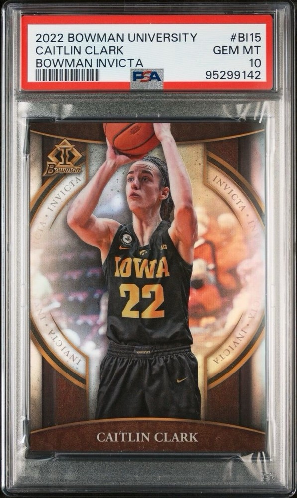 2022 Bowman University U #BI-15 Caitlin Clark Invicta Rookie RC PSA 10