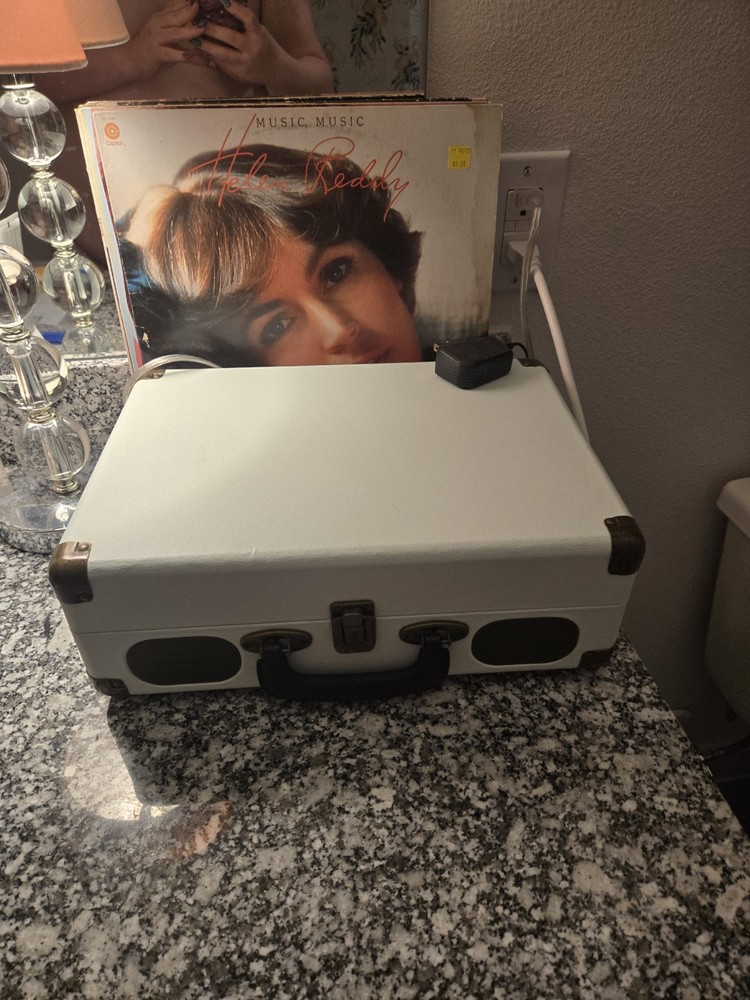 RetroLife Turquoise Bluetooth Suitcase Record Player + 5 Vinyl Records New