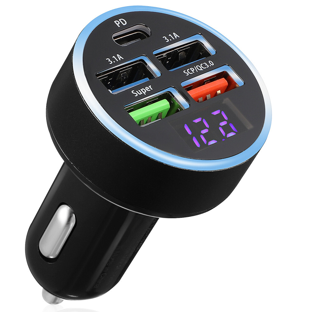 Fast-Charging Car Charger with Digital Display