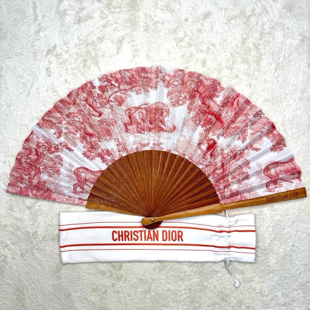 Rare☆ Christian Dior Fan Toile de Jouy with storage bag
