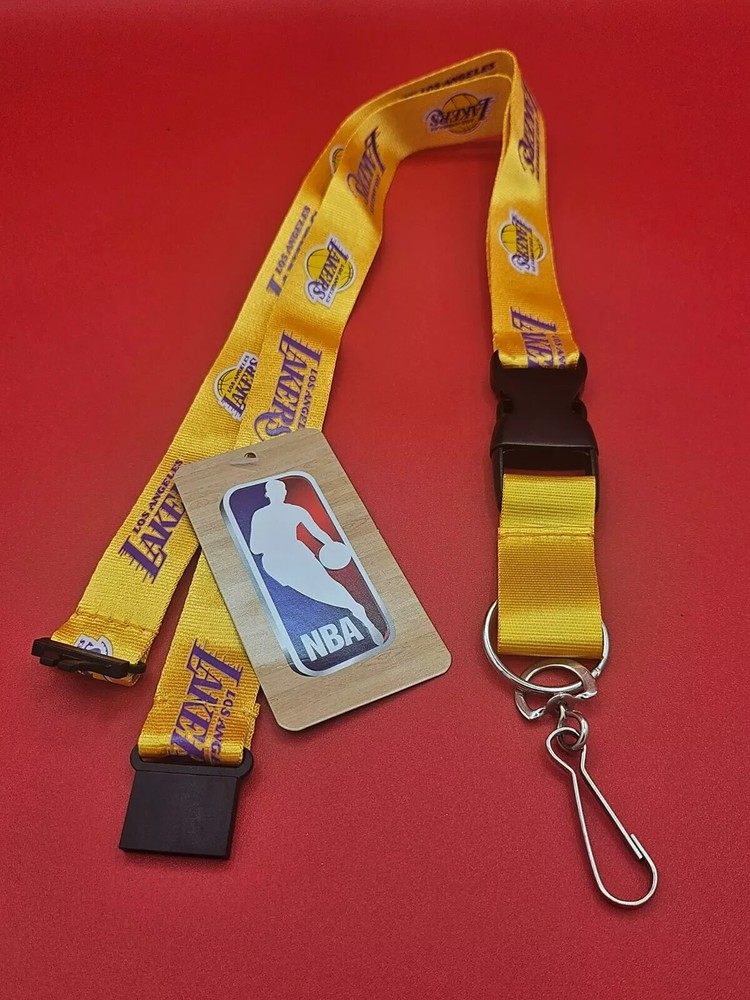 NBA LOS ANGELES LAKERS LOGO NOMBRE AMARILLO BREAKAWAY LLAVERO CORDÓN NUEVO CON ETIQUETA