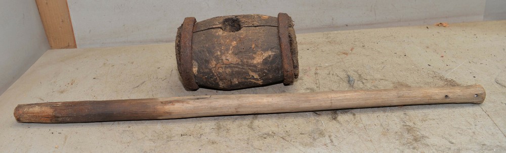 Super early double banded circus mallet commander wood hammer collectible tool