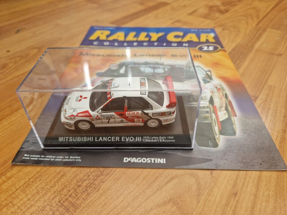 1/43 Mitsubishi Lancer Evo III 1000 Lakes 1996 Rally Car Diecast Model by IXO DeAgostini with Magazine