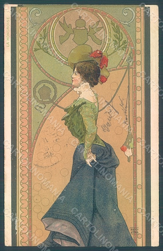 Artist Signed Basch Arpad Lady Art Nouveau La Hongroise UNGLUED Relief pc HR2175