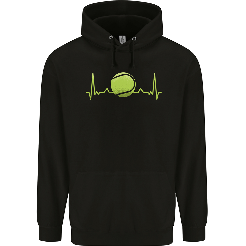 Tennis Player Pulse ECG Mens 80% Cotton Hoodie