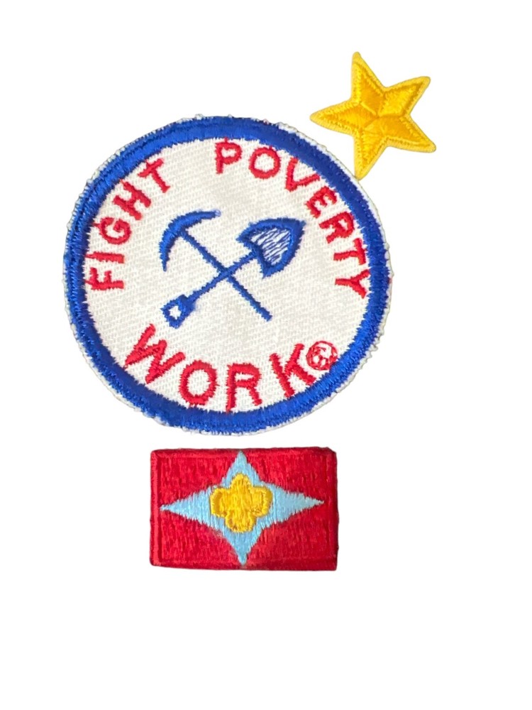 Set of 3 Vintage Patches Fight Poverty Work Military Gold Star Girl Scout