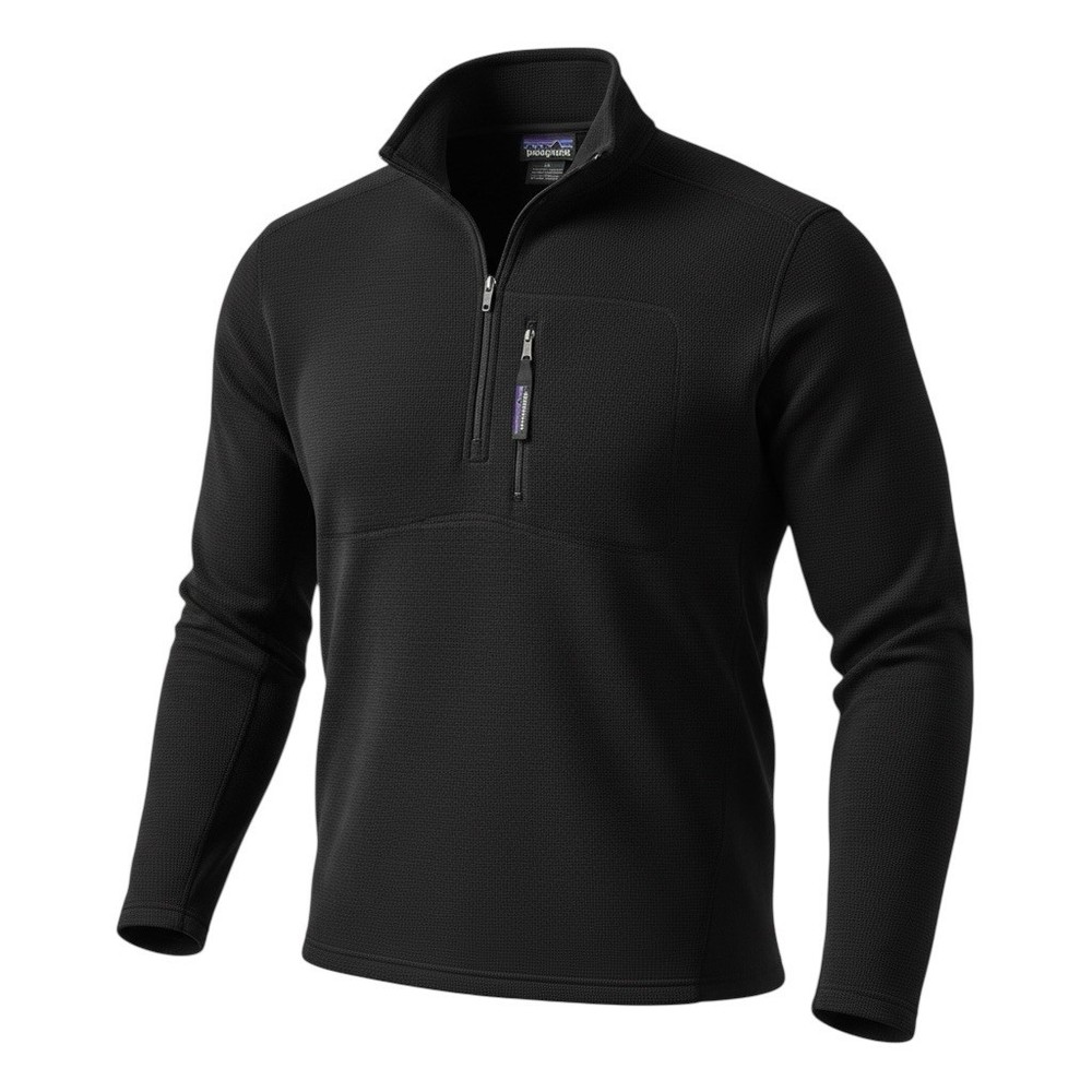 Patagonia Vintage R1 Regulator Polartec Black Pullover 1/2 Zip Mens L Made USA