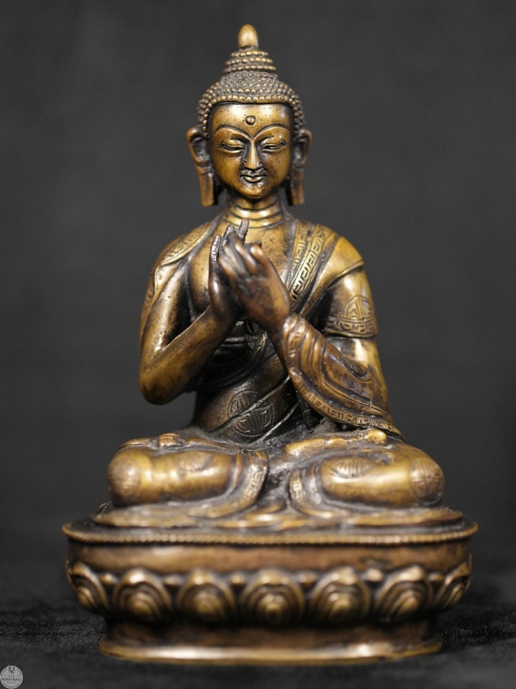 Antique 19th C. Sino-Tibetan Copper Alloy Figure of Teaching Buddha Shakyamuni