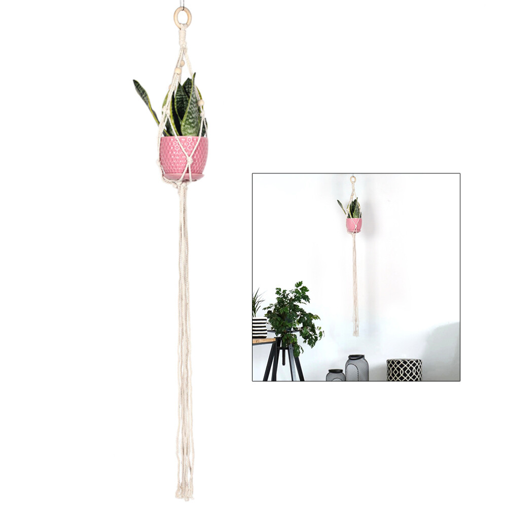 Indoor Wall Hanging Cotton Rope Basket Succulents Flower Pot Planting Green