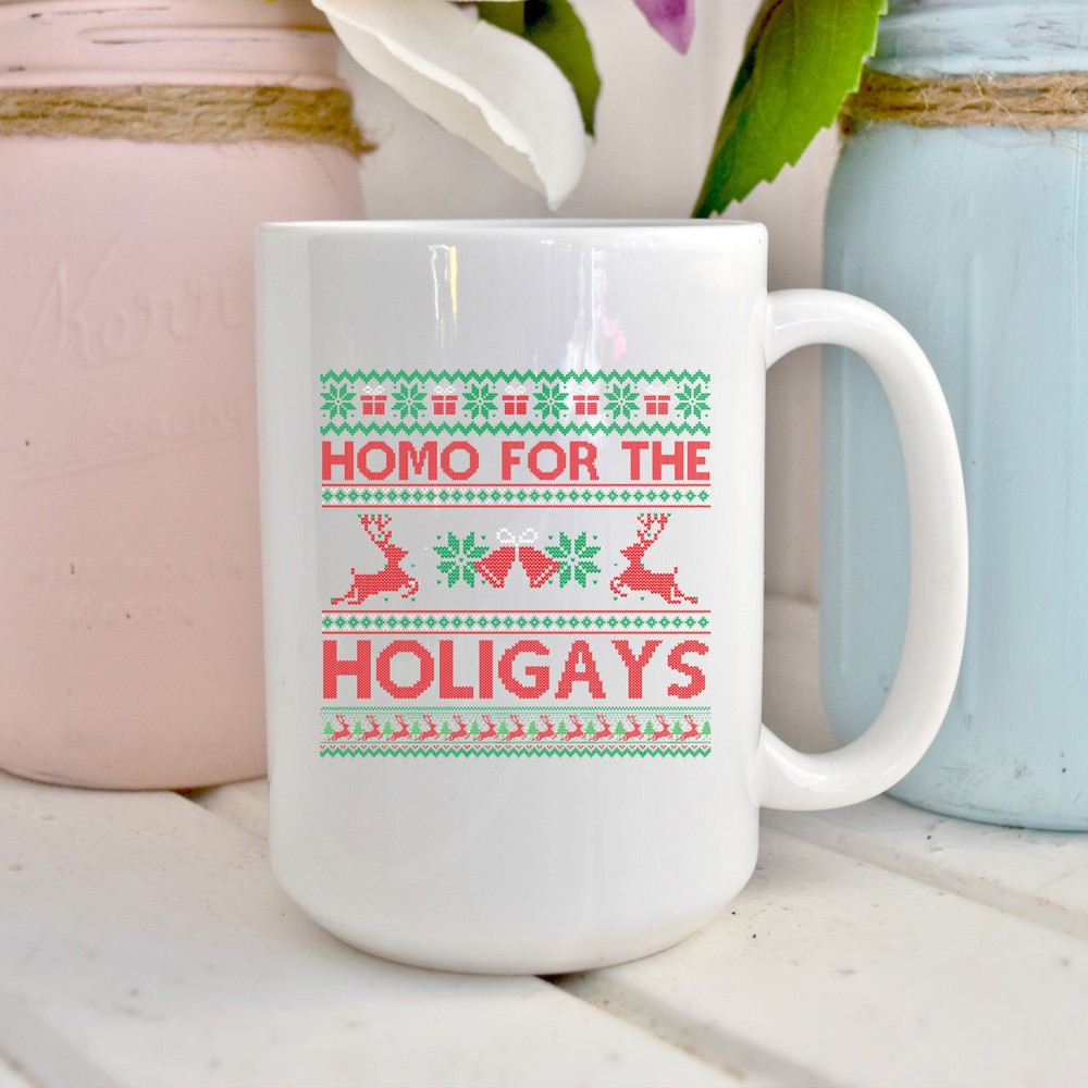 Funny Happy Holigays Christmas Mug Gift for Gay Friend