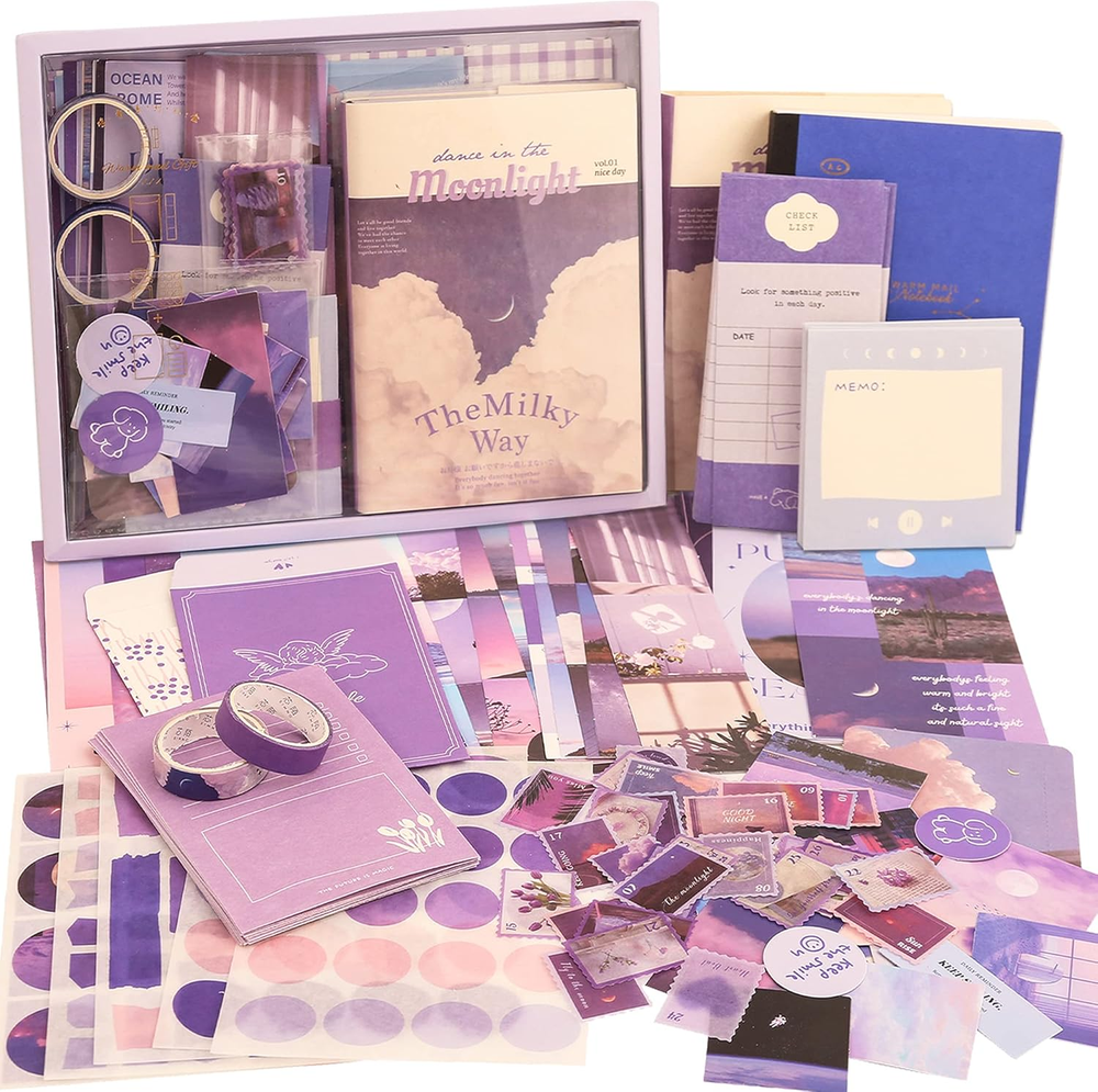 348 Pcs Scrapbooking Supplies Kit, Vintage Aesthetic Scrapbook Kit for Bullet Ju
