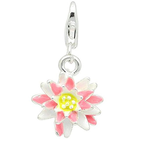 Pink and Yellow Flower Clip On For Bracelet Charm Pendant for European Charm Jew