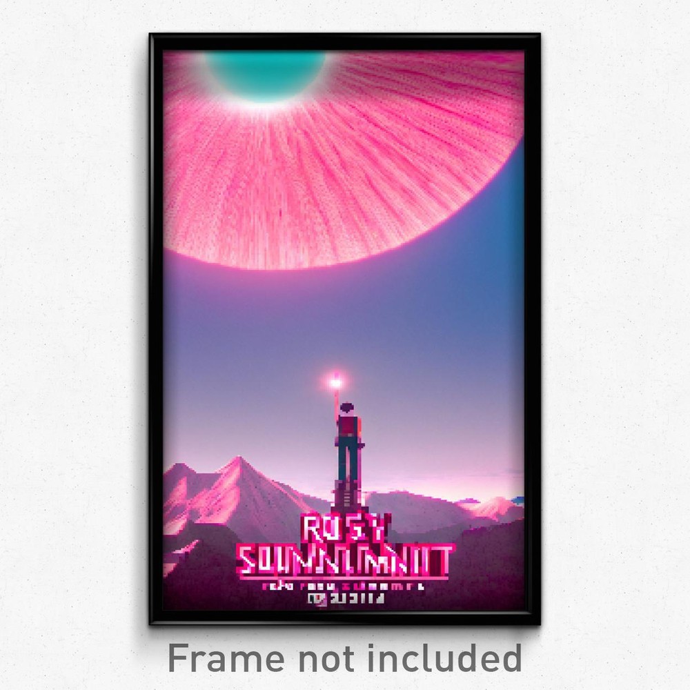 Pixel Art Poster - Rosy Summit (8 Bit Psychedelic Trippy Weird Video Game Print)