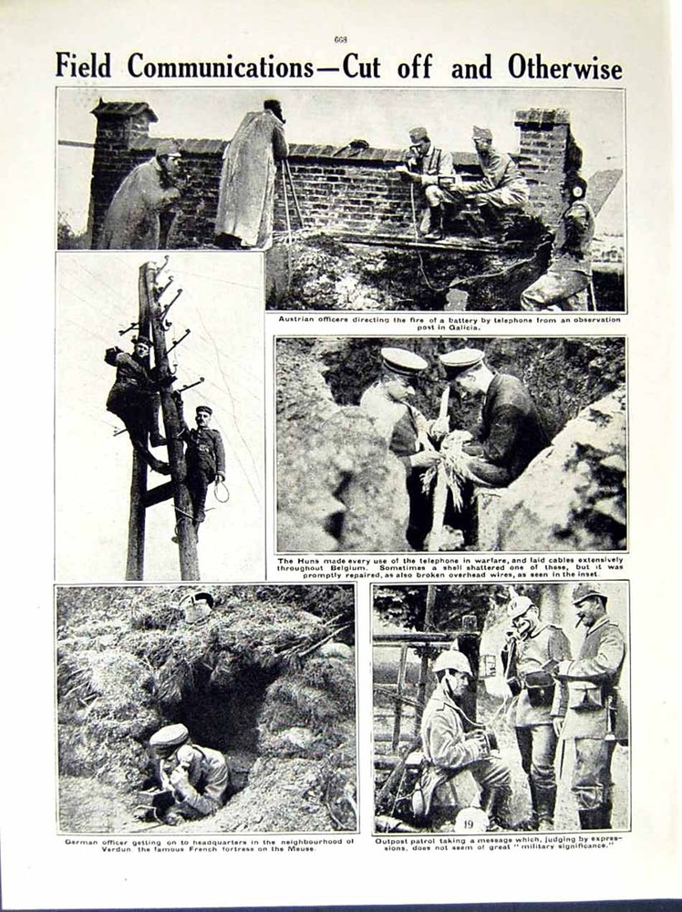 Old Antique Print 1914-15 World War French Doctor Siers German Outpost 20th