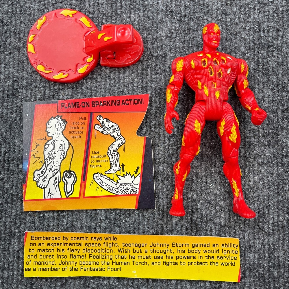 Marvel Fantastic Four Human Torch 1995 Toy Biz Figure w Flame-On Sparking Action