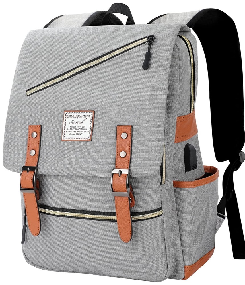 Vintage College Laptop Backpack with USB Charging Port Spacious and Stylish