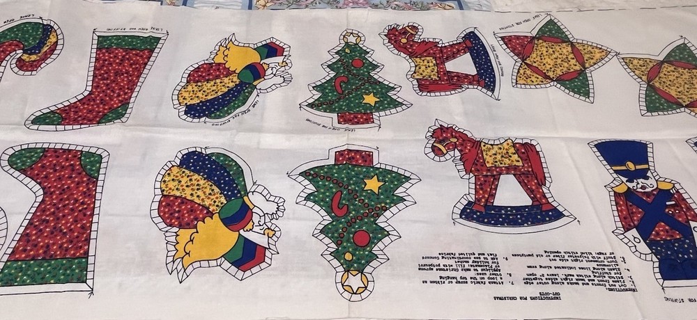 VTG Concord Cut out Fabric Christmas quilting quilt appliqués ornaments Darling