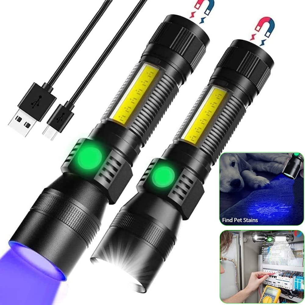 Black Light UV Flashlight Rechargeable, 3In1 Super Bright Tactical Flashlights L