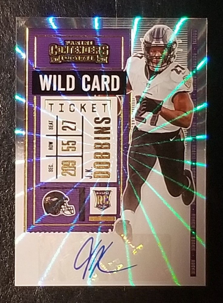 2020 Panini Contenders J.K. Dobbins Wild Card Ticket Rookie Auto Card Baltimore