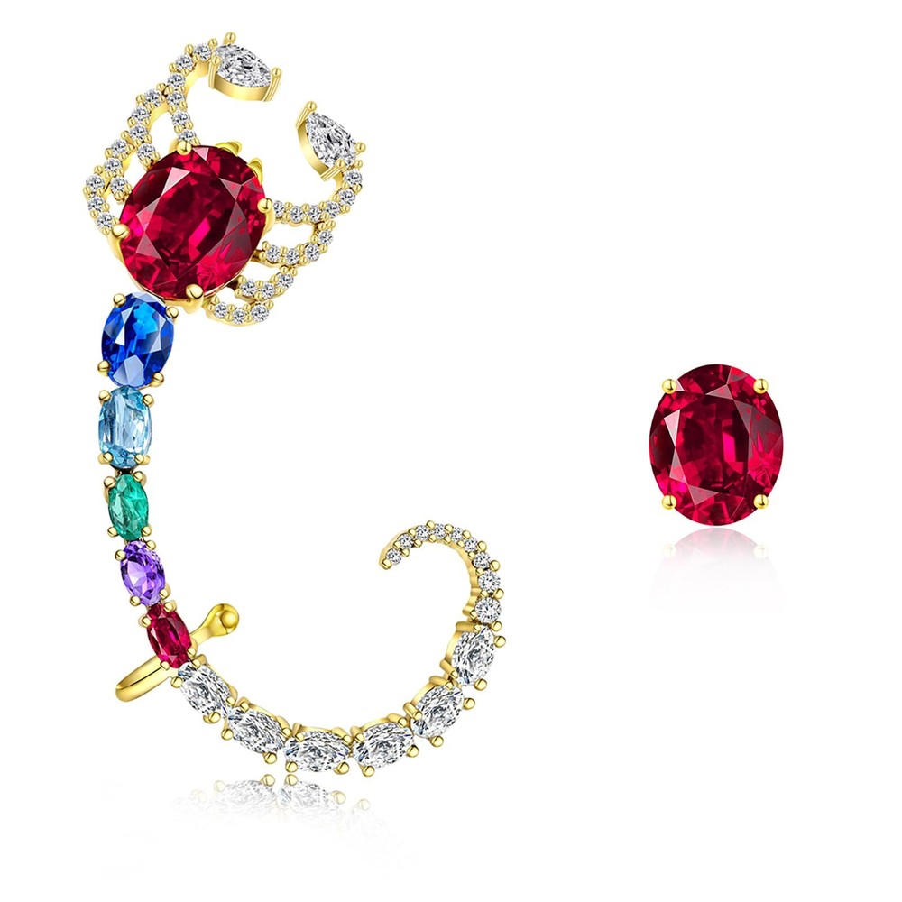 Ear Cuff Earrings for Women Crystal Animal Ear Crawler Climbers Asymmetric Ea...