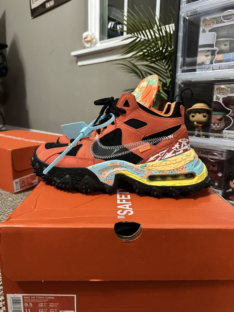 NIKE Off-White X Air Terra Forma Mantra Orange Men's Size 9.5 DQ1615-800 RARE