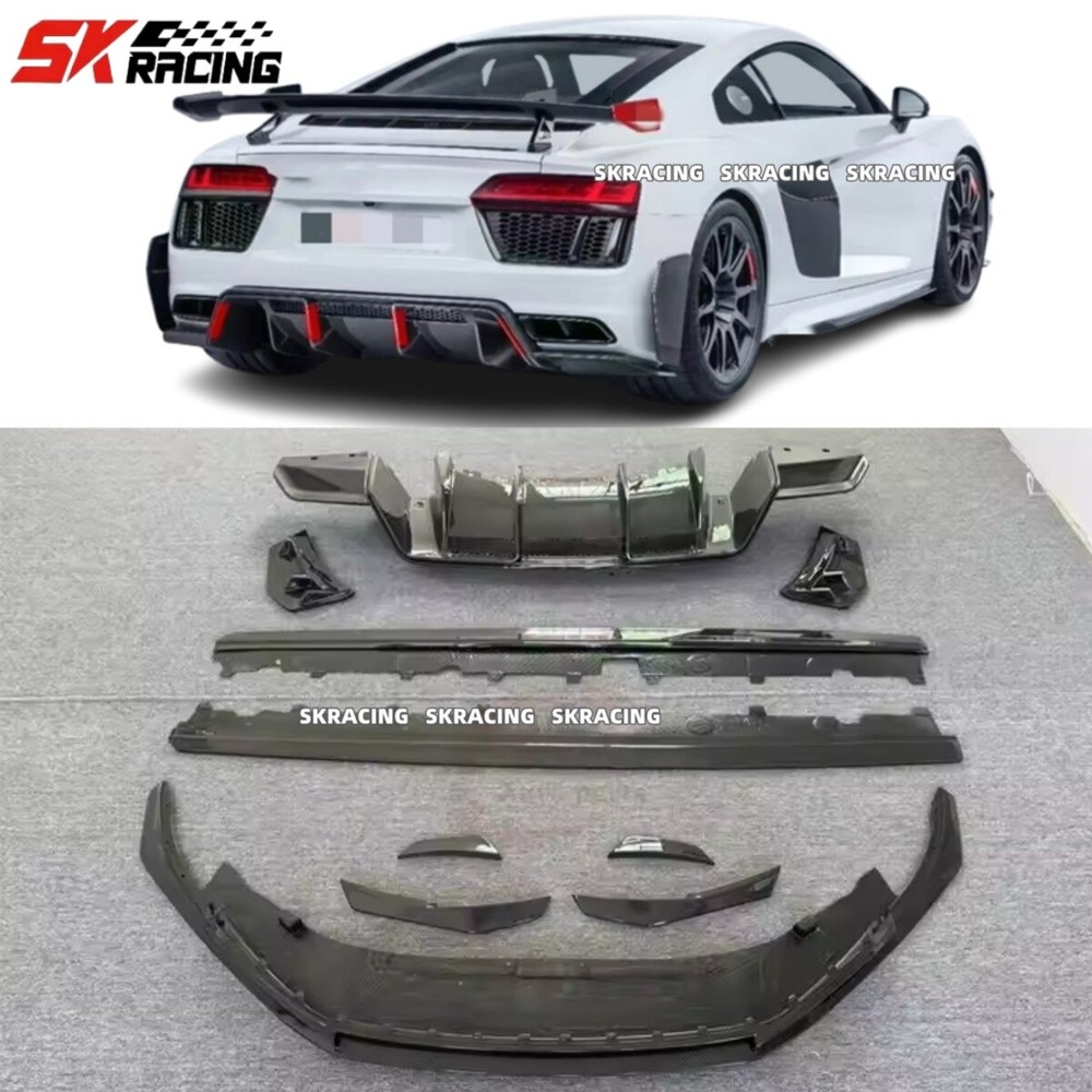 For 2016-2018 Audi R8 Real Carbon Fiber Front Rear Lip Bumper Side skirt kits