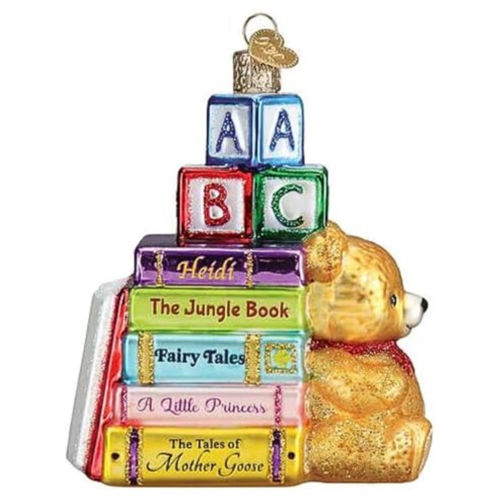 Old World Christmas Favorite Children's Books Glass Hanging Ornament FREE BOX