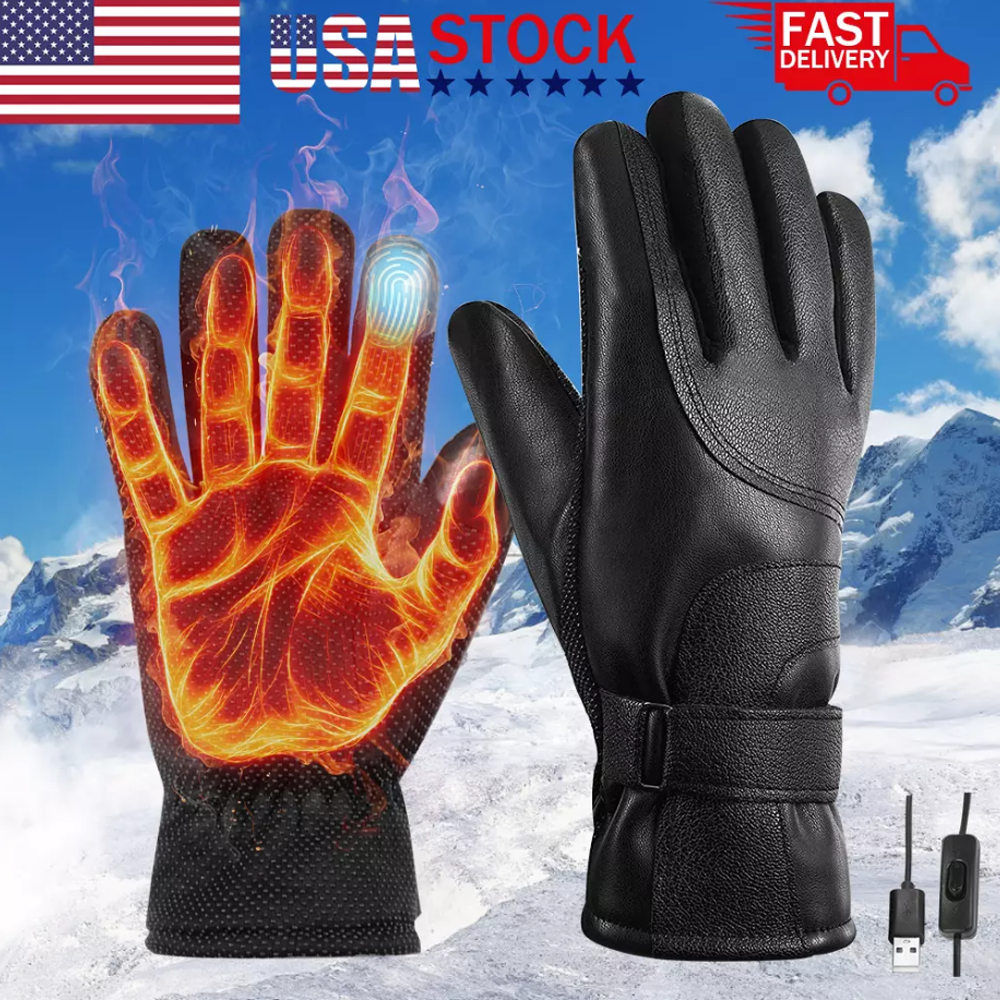 Electric Heated Gloves Rechargeable Battery Hand Warm Waterproof Thermal Winter